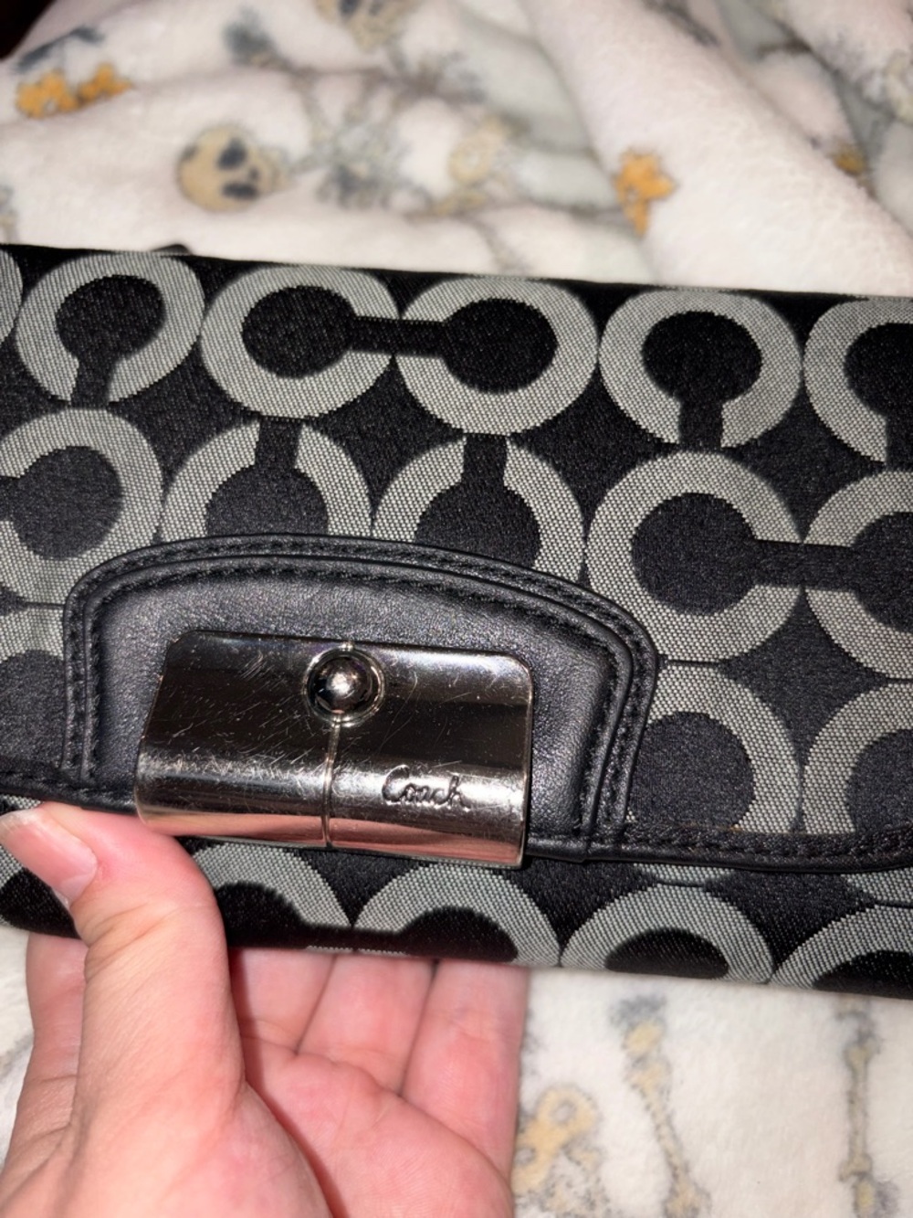 Coach Black and Gray Signature Clutch Wallet - Picture 4 of 4